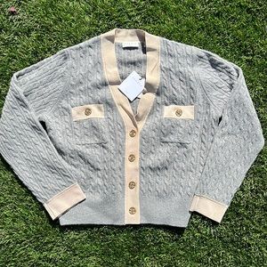 NWT - Sandro Cable Knit Cardigan - Grey - Sz 1/Sz S
